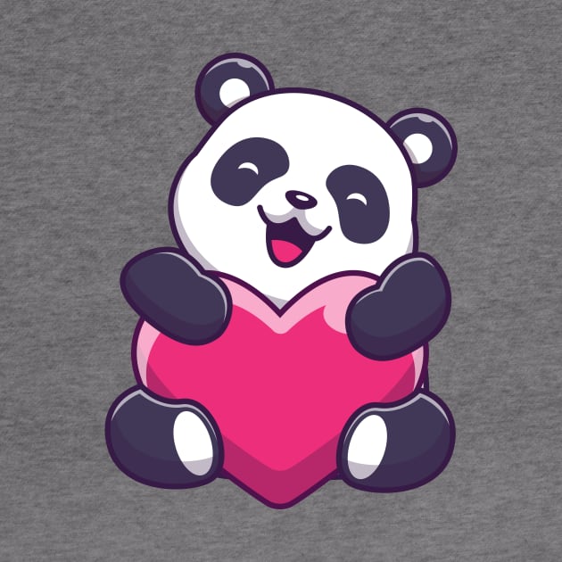 Cute Panda Holding Love Cartoon by Catalyst Labs